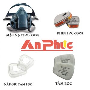 Mặt nạ 3M loại 7501 + phin lọc 6009 + tấm lọc 5N11 + nắp giữ 501