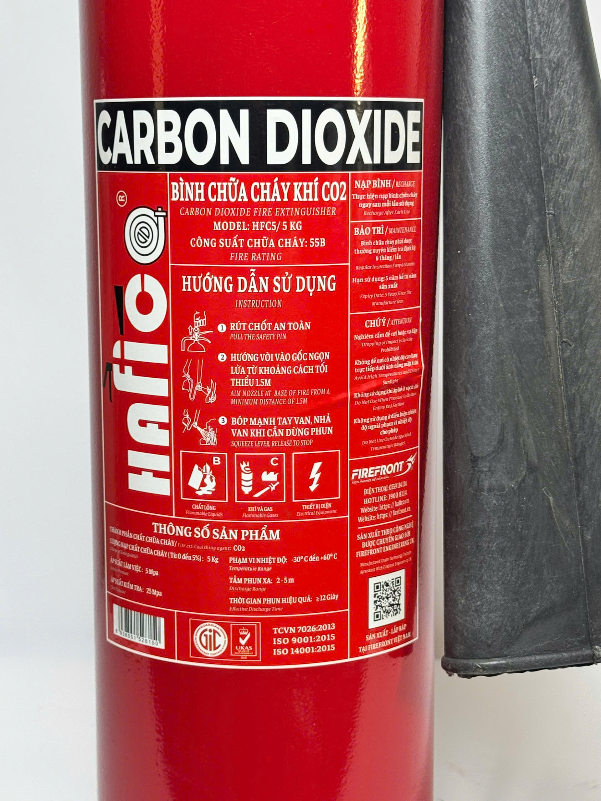Bình chữa cháy khí CO2 5kg HFC5